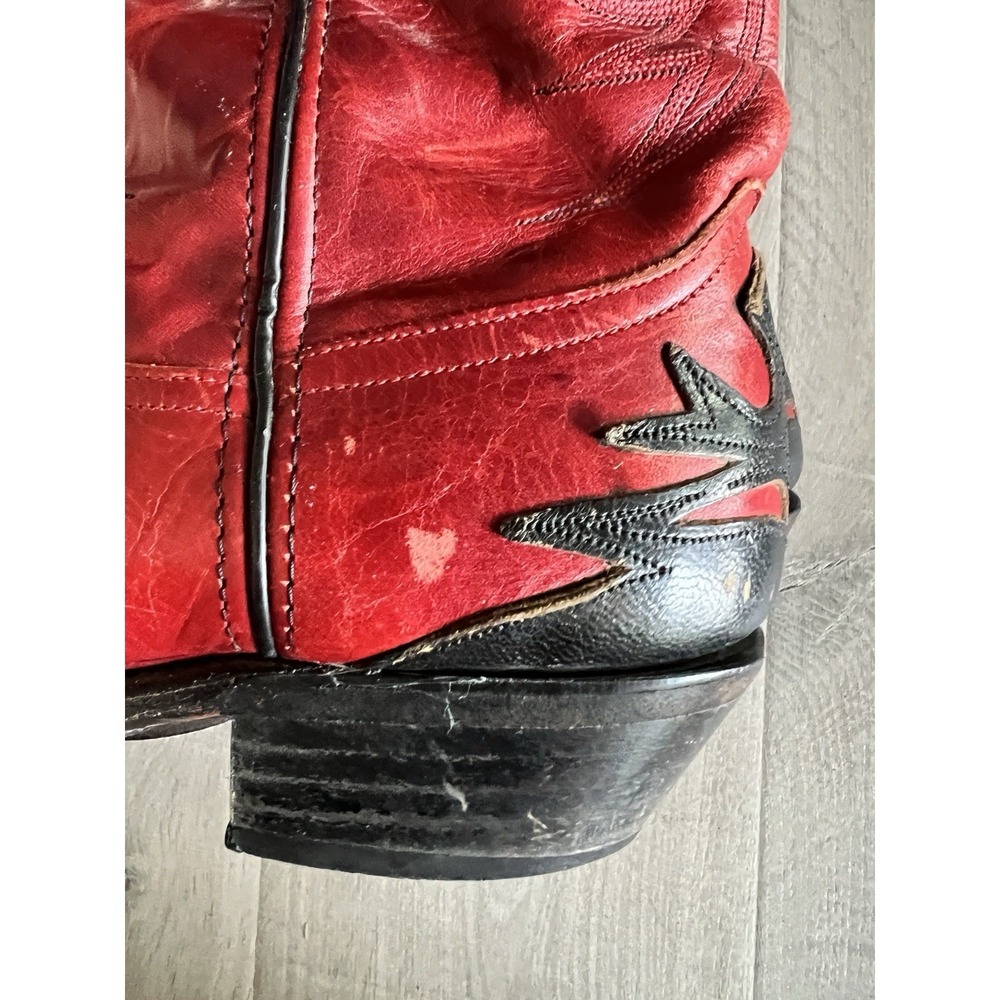 Code West Leather  Pointed Toe Mid-Calf Cowboy Boots Red Black Women's Size 10M - Picture 8 of 8
